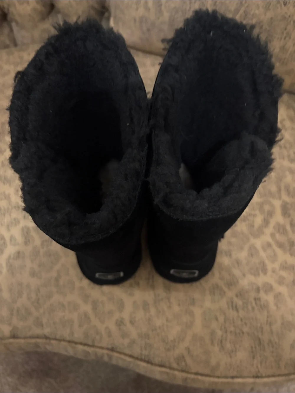 BearPaw Black Suede Shearling Tassel Winter Boots